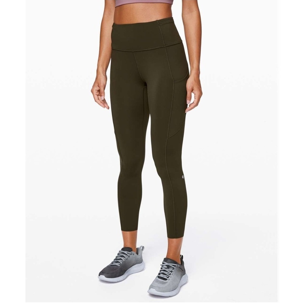 Lululemon Fast and Free Tight II 25" Non-Reflective Nulux Dark Olive Sz 4 W5BXQS